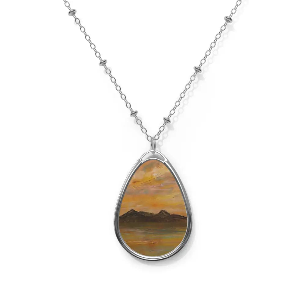 Arran Dusk Art Ellipse Pendant Necklace
