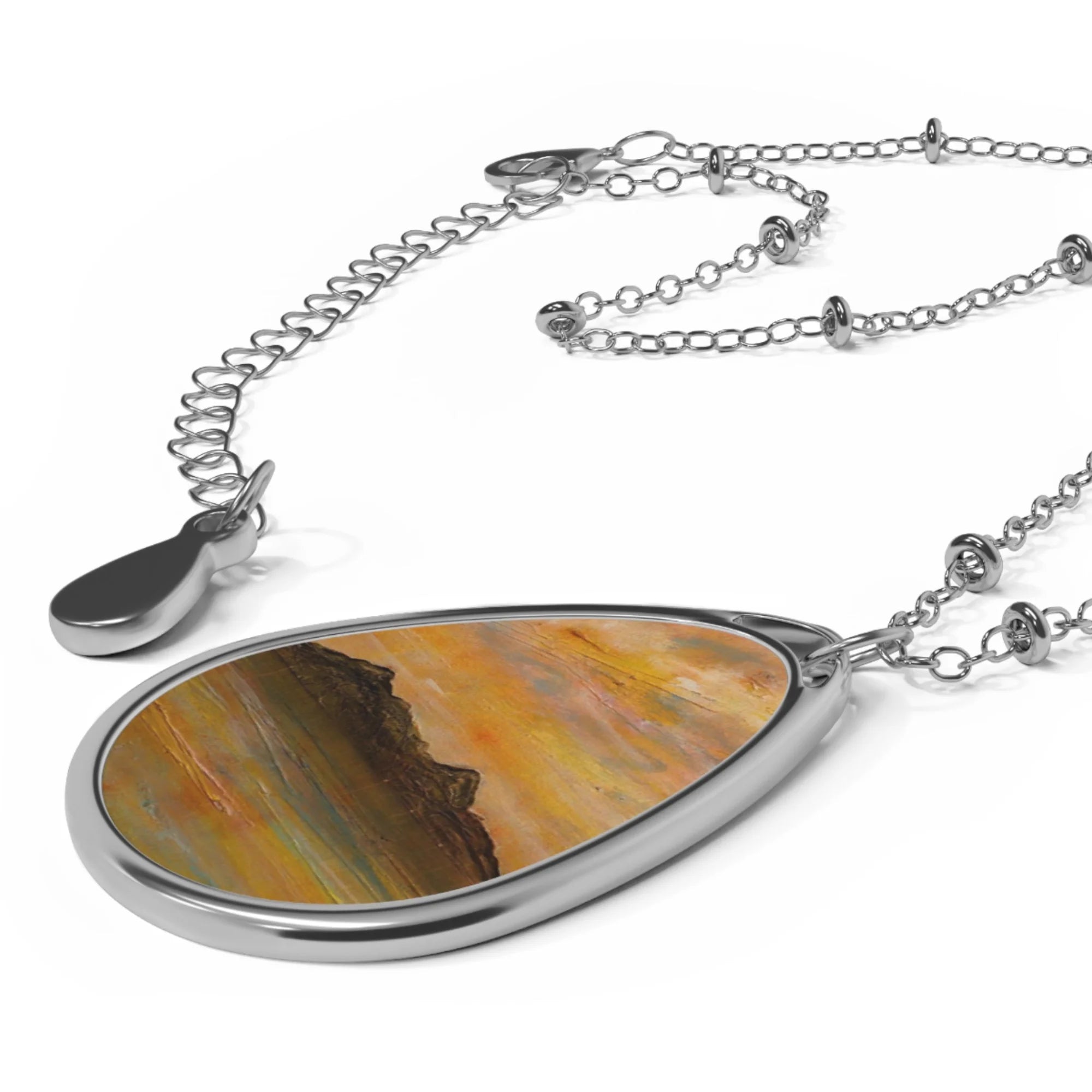 Arran Dusk | Scottish Jewellery | Necklace - Art Gallery Scotland Worldwide Shipping Silver-toned Teardrop-shaped Pendant Landscape
