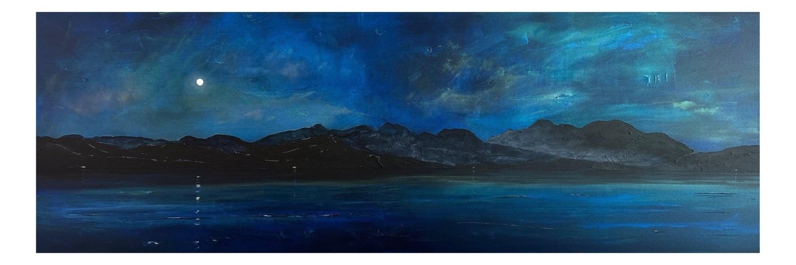 Arran Prussian Twilight-Panoramic Prints-Arran Art Gallery-Paintings, Prints, Homeware, Art Gifts From Scotland By Scottish Artist Kevin Hunter
