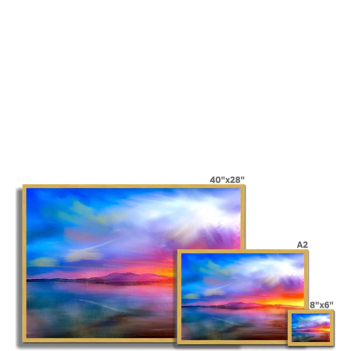 Arran Sunset Antique Framed Print - Art Gallery Scotland Worldwide Shipping Paintings | Prints | Gifts from by Scottish Artist Hunter
