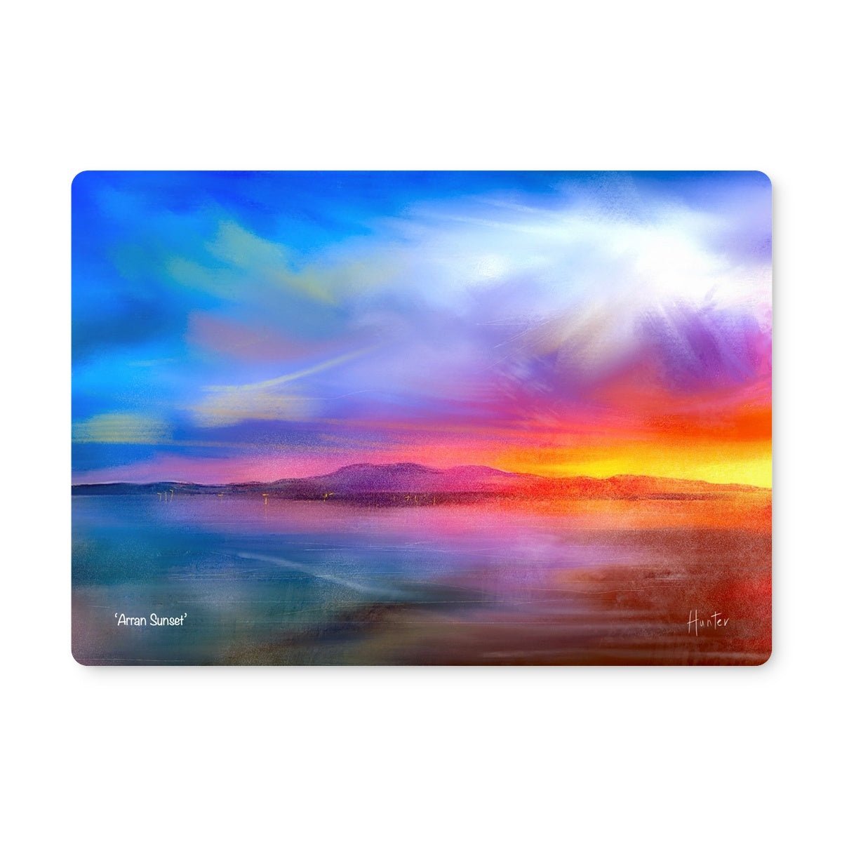 Arran Sunset Art Gifts Placemat-Placemats-Arran Art Gallery-4 Placemats-Paintings, Prints, Homeware, Art Gifts From Scotland By Scottish Artist Kevin Hunter