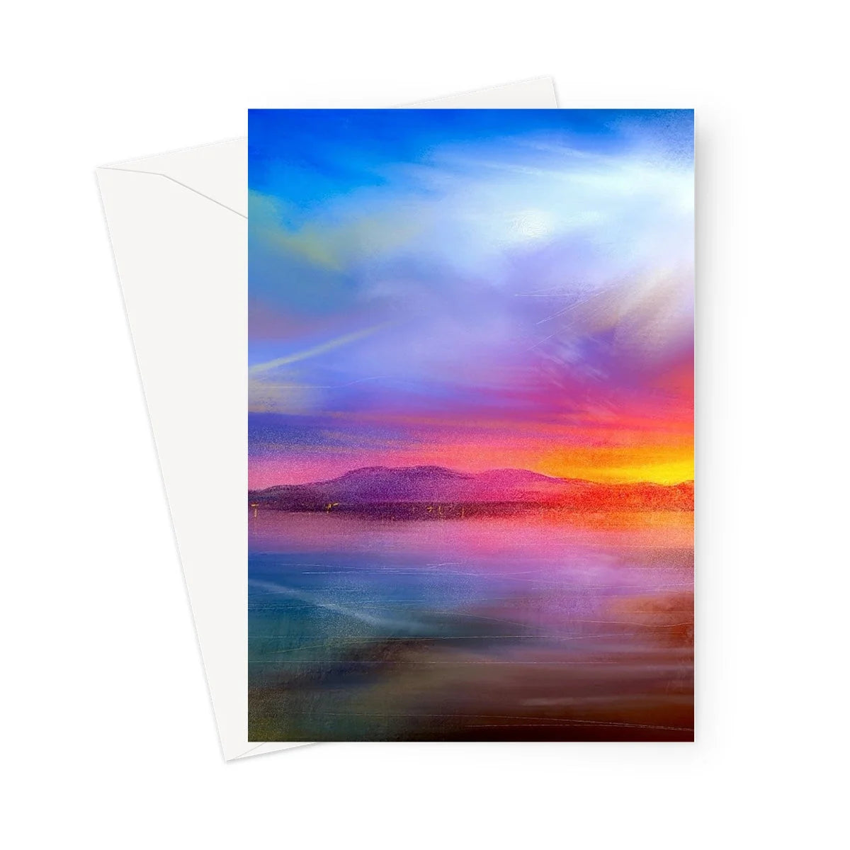Arran Sunset Greeting Card - Art Gallery Scotland Worldwide Shipping Scottish Landscape by Artist Hunter Featuring Paintings