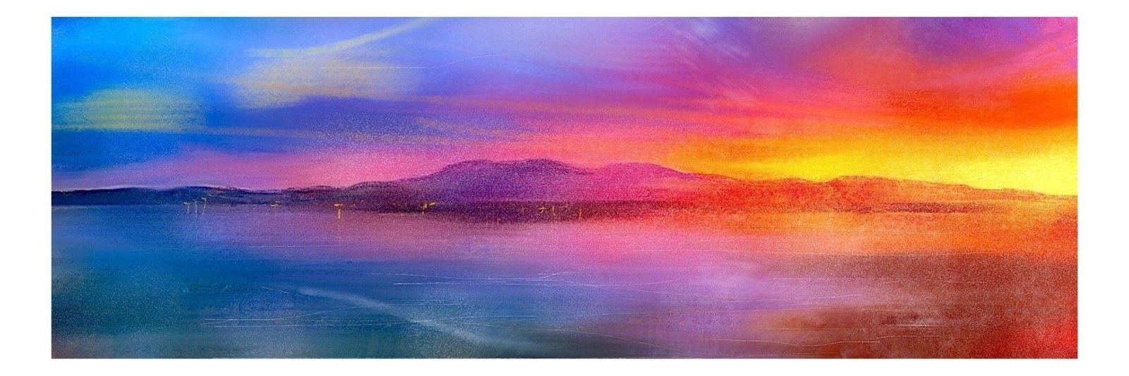 Arran Sunset-Panoramic Prints-Arran Art Gallery-Paintings, Prints, Homeware, Art Gifts From Scotland By Scottish Artist Kevin Hunter