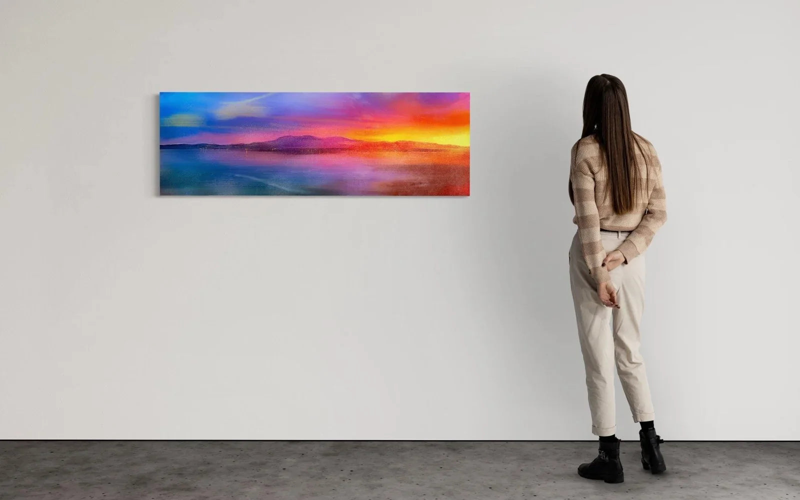 Arran Sunset | Statement Interior Wall Art from Scotland - Gallery Worldwide Shipping Panoramic Painting Vibrant Paintings | Prints | Gifts