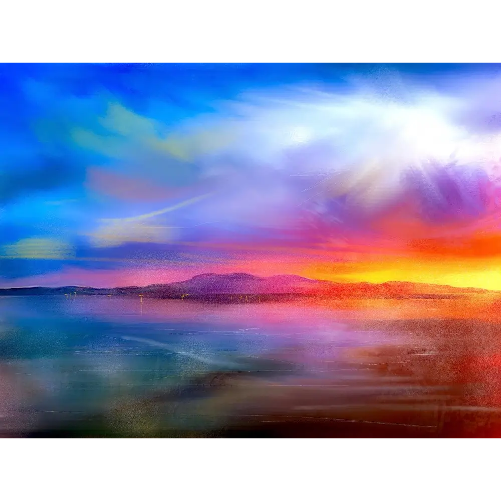 Arran Sunset Wooden Art Block - Scottish - Gallery Scotland