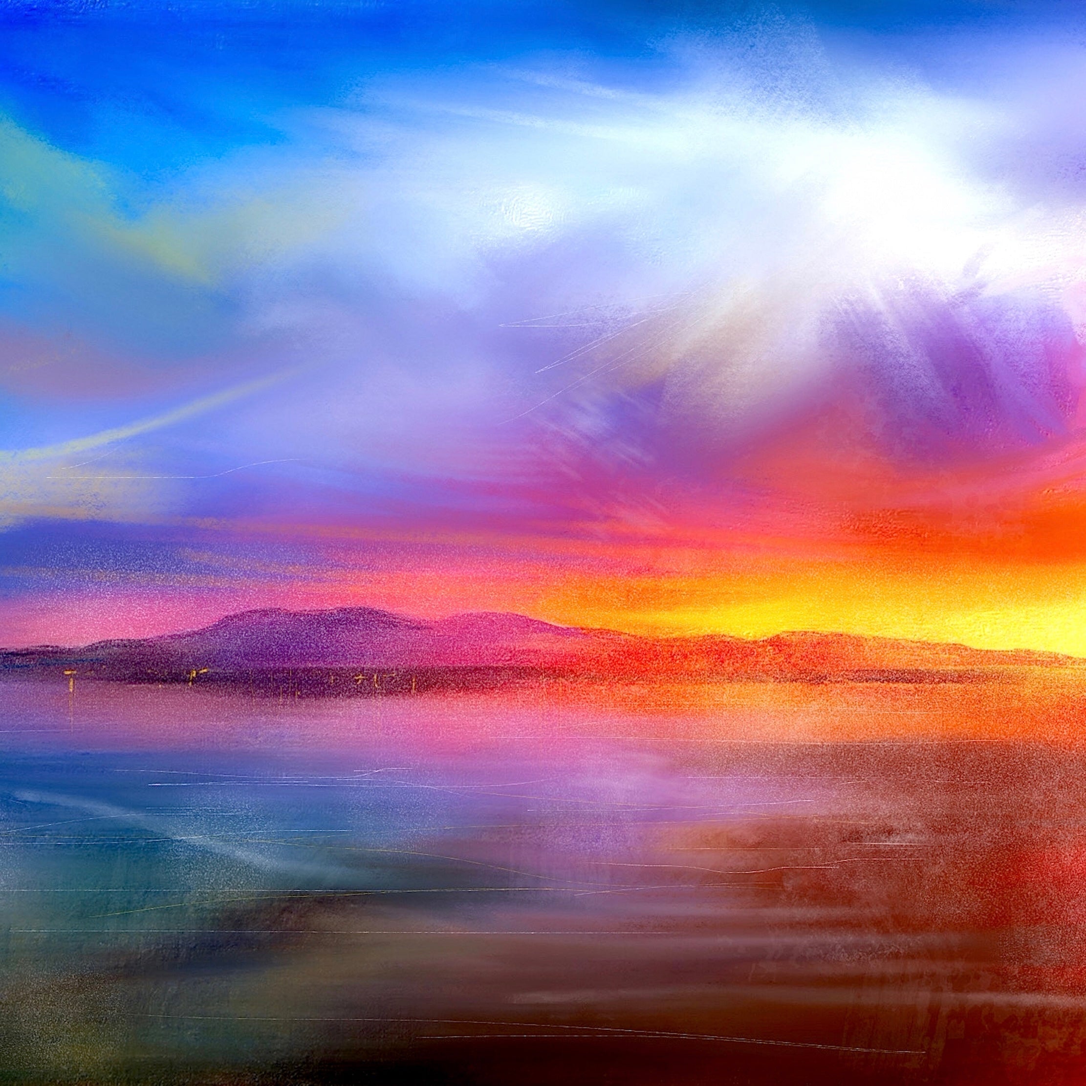 Arran Sunset Wooden Art Block - Scottish - Gallery Scotland
