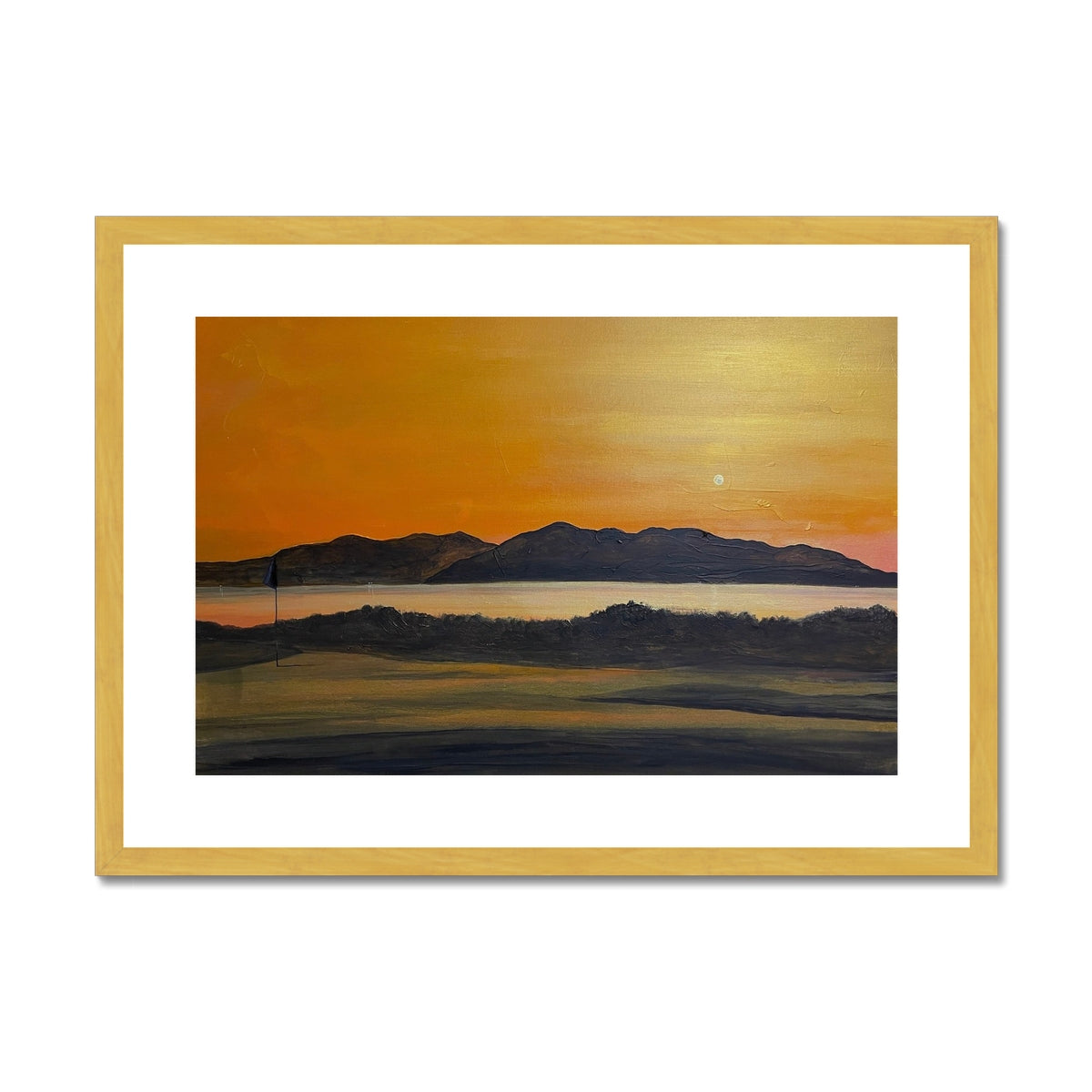 Arran & The 5th Green Royal Troon Golf Course Antique Framed & Mounted Print
