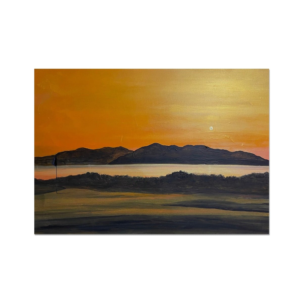 Arran & The 5th Green Royal Troon Golf Course Painting | Fine Art Prints From Scotland-Unframed Prints-Arran Art Gallery-A2 Landscape-Paintings, Prints, Homeware, Art Gifts From Scotland By Scottish Artist Kevin Hunter