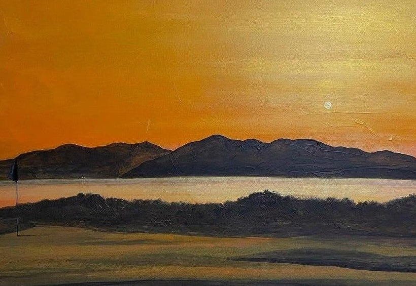 Arran & The 5th Green Royal Troon Golf Course Scottish Landscape Painting