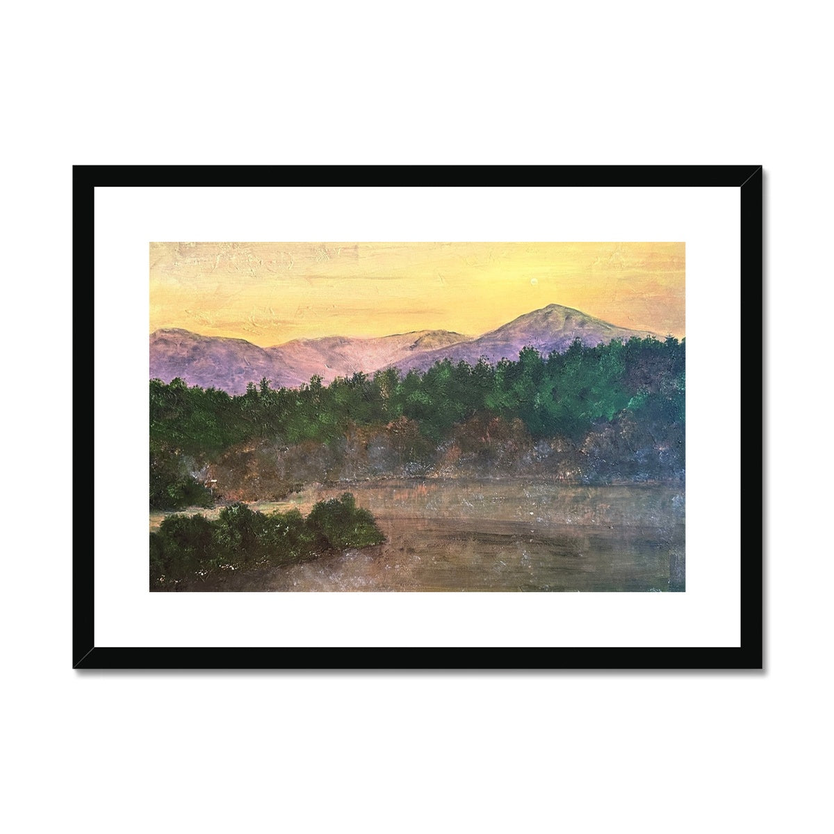 Ben Tee Invergarry Painting | Framed & Mounted Prints From Scotland-Framed & Mounted Prints-Scottish Lochs & Mountains Art Gallery-A2 Landscape-Black Frame-Paintings, Prints, Homeware, Art Gifts From Scotland By Scottish Artist Kevin Hunter