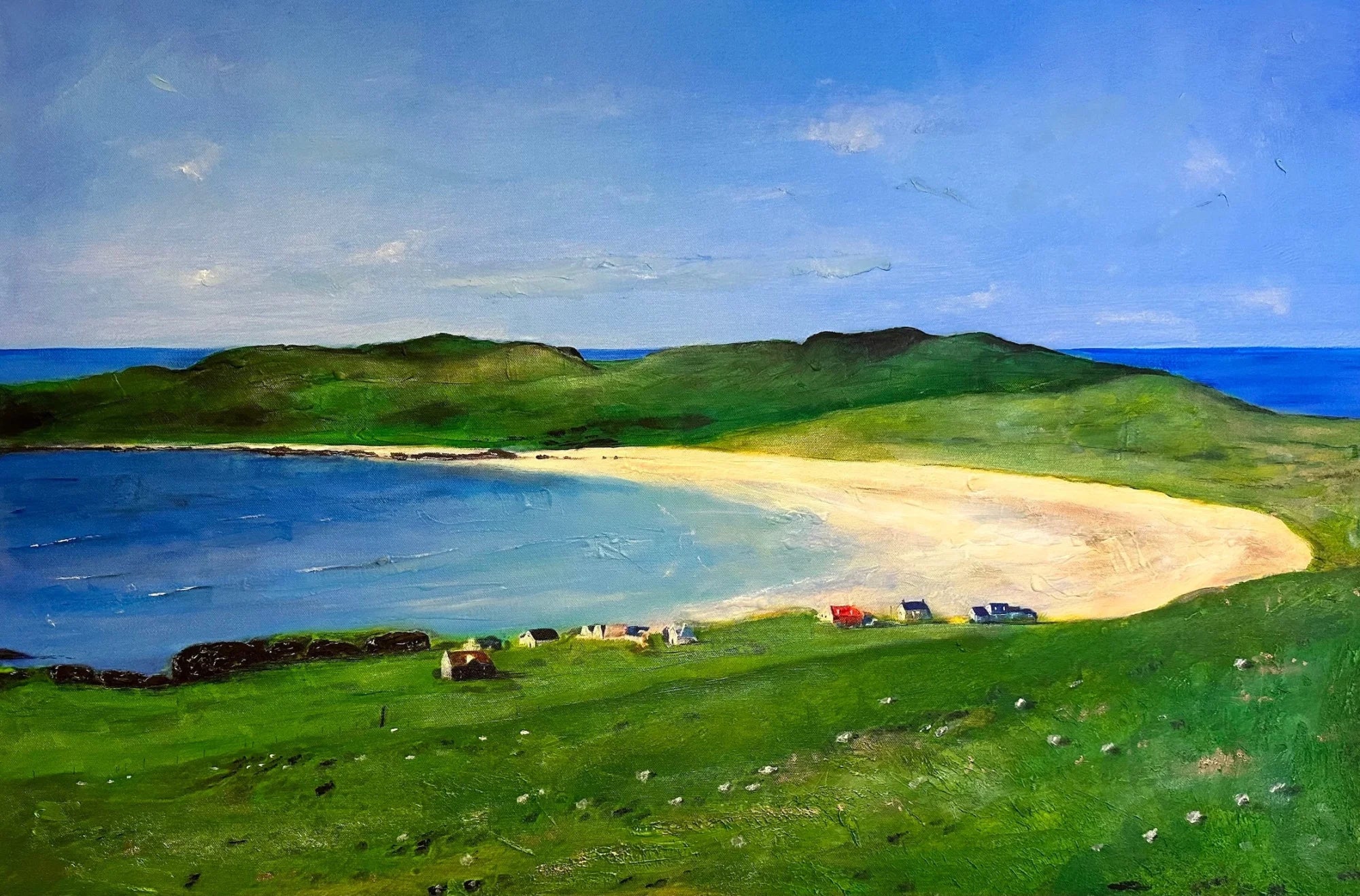 Balephuil Beach Tiree | Statement Interior Wall Art from Scotland - Hebridean Islands Gallery Worldwide Shipping Vibrant Painting Coastal
