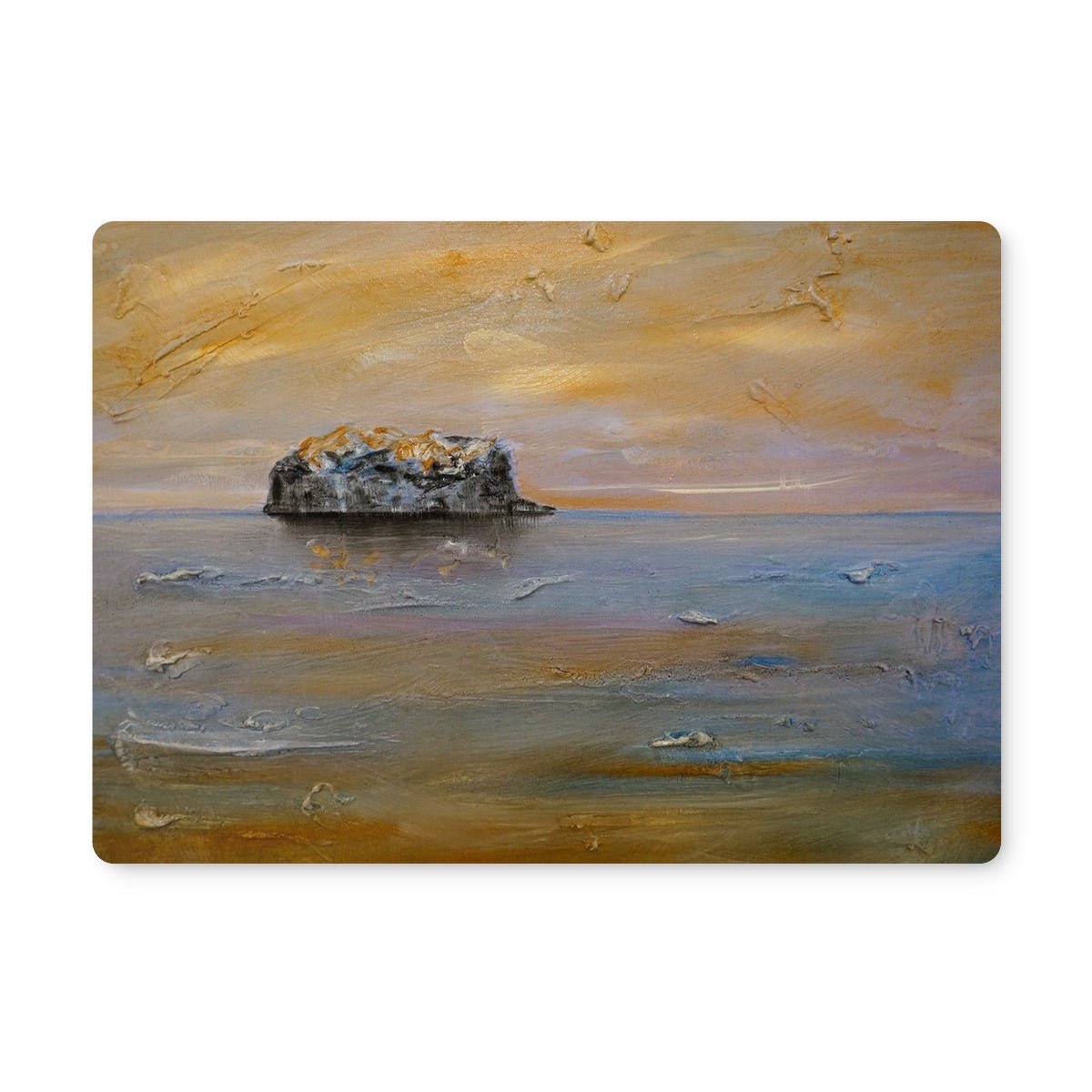 Bass Rock Dawn Art Gifts Placemat-Placemats-Edinburgh & Glasgow Art Gallery-6 Placemats-Paintings, Prints, Homeware, Art Gifts From Scotland By Scottish Artist Kevin Hunter