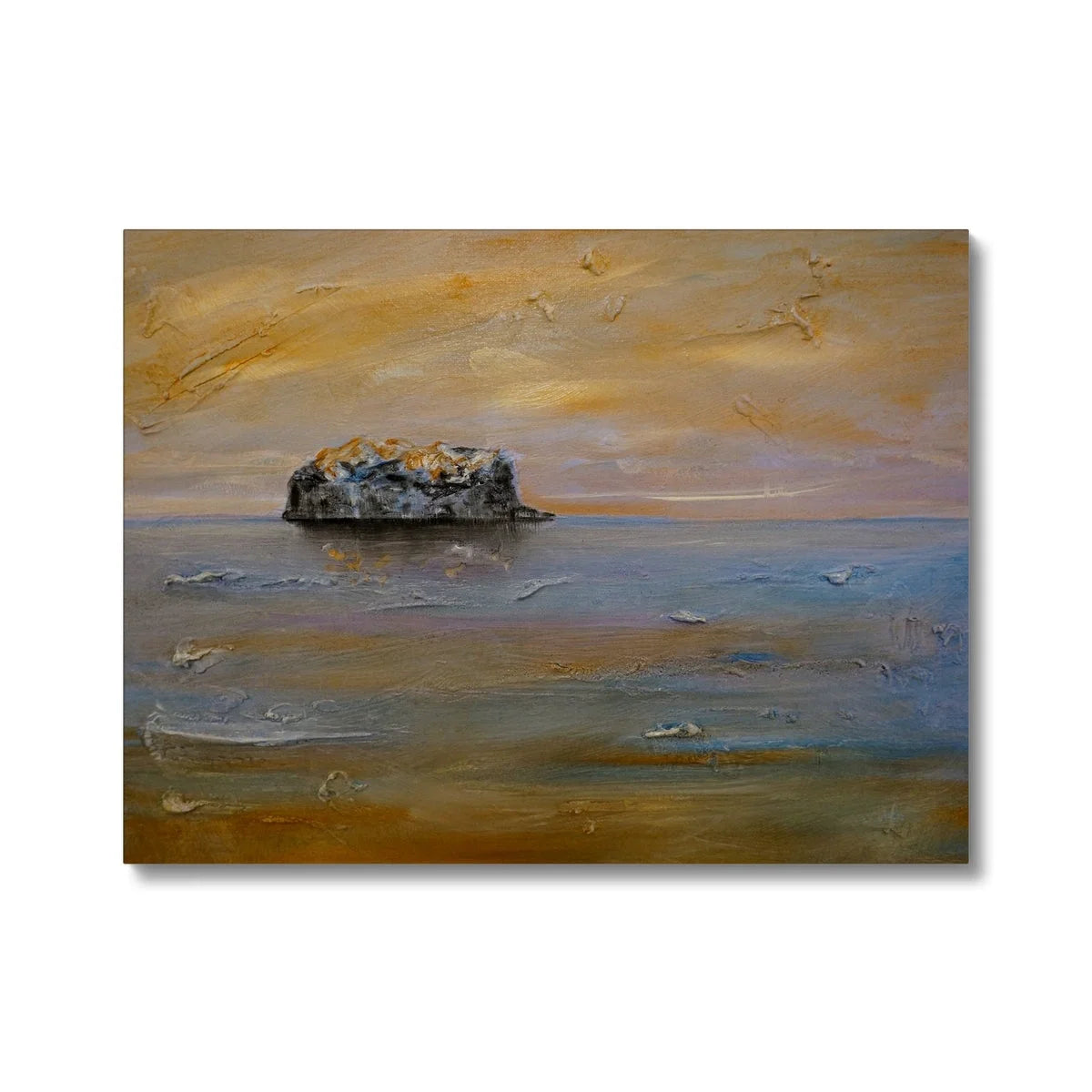 Bass Rock Dawn Original Landscape Painting on Canvas - Edinburgh & Glasgow Art Gallery Scotland Worldwide Shipping Hunter Scottish Prints