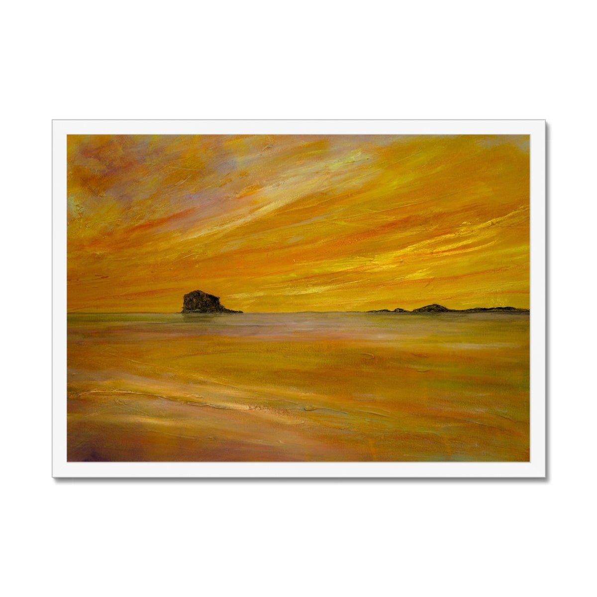 Bass Rock Dusk Painting | Framed Prints From Scotland