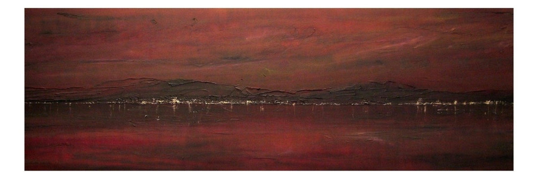 Belfast Lough Dusk Panoramic | World Paintings Art Prints | An Artwork from Scotland by Scottish Artist Hunter
