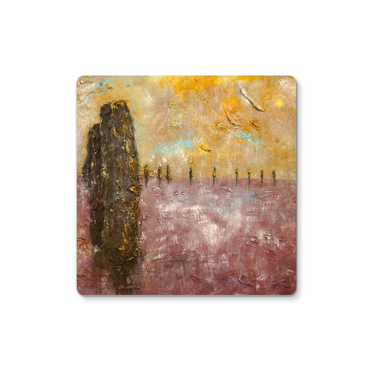 Bordgar Mist Orkney Art Gifts Coaster-Coasters-Orkney Art Gallery-2 Coasters-Paintings, Prints, Homeware, Art Gifts From Scotland By Scottish Artist Kevin Hunter