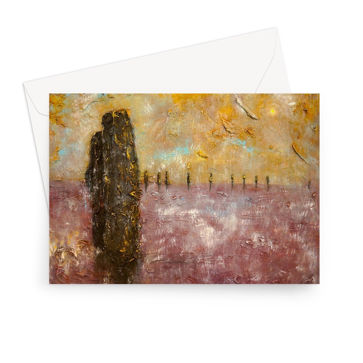 Bordgar Mist Orkney Art Gifts Greeting Card-Greetings Cards-Orkney Art Gallery-7"x5"-1 Card-Paintings, Prints, Homeware, Art Gifts From Scotland By Scottish Artist Kevin Hunter