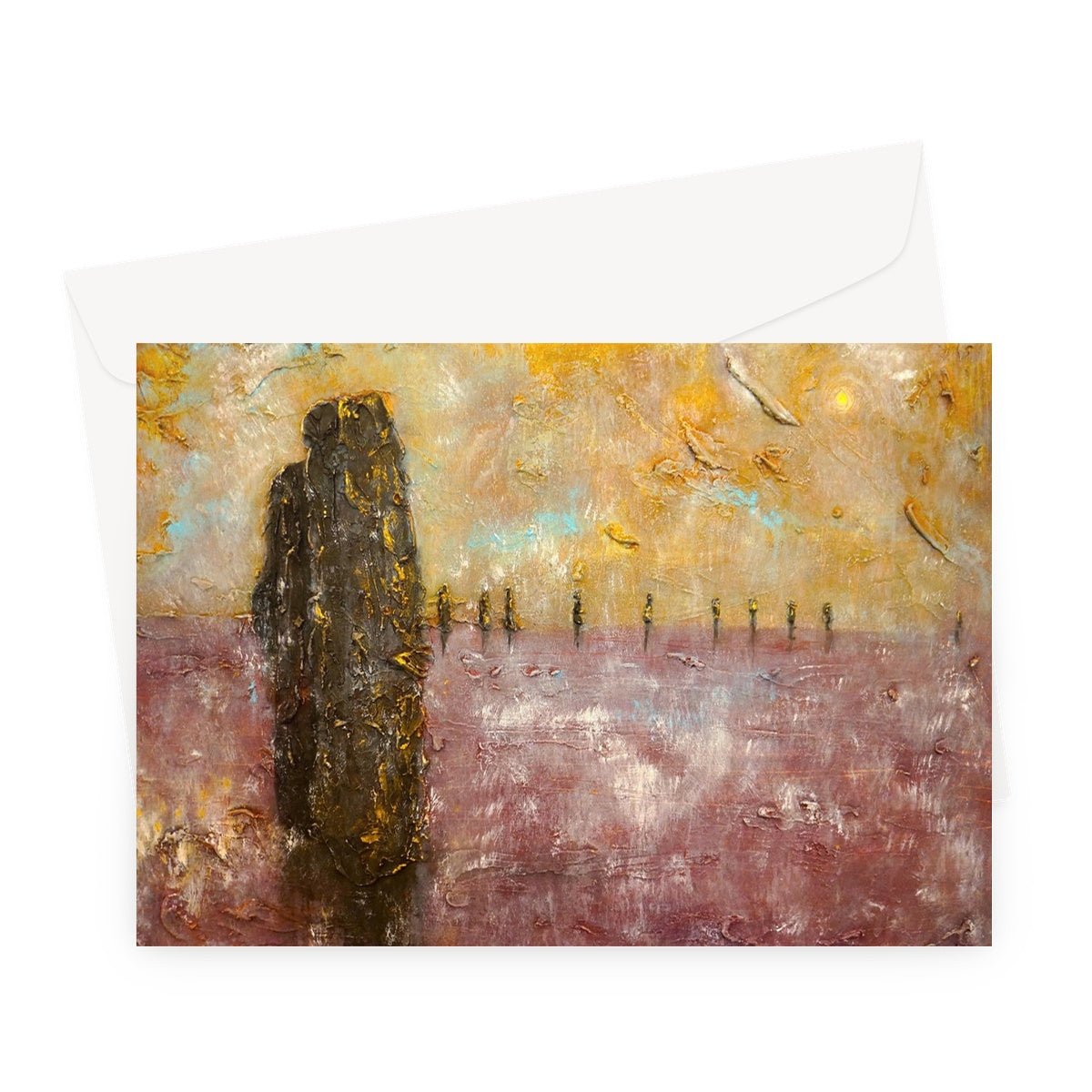 Bordgar Mist Orkney Art Gifts Greeting Card-Greetings Cards-Orkney Art Gallery-A5 Landscape-1 Card-Paintings, Prints, Homeware, Art Gifts From Scotland By Scottish Artist Kevin Hunter