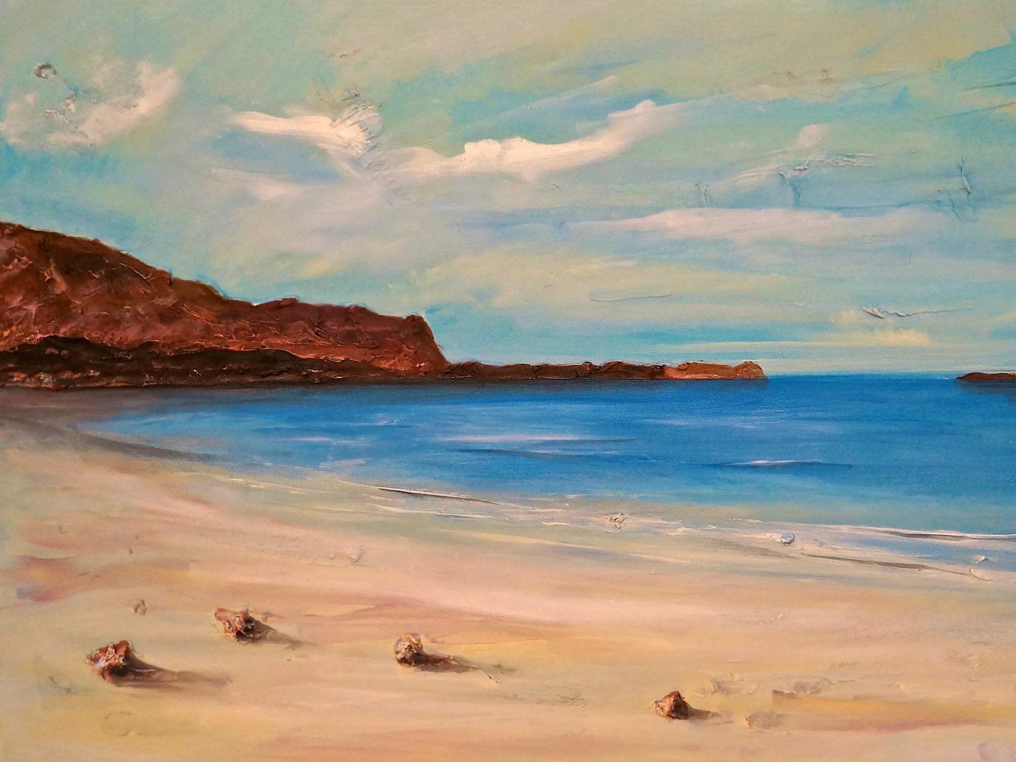 Bosta Beach Lewis - Hebridean Islands Art Gallery Scotland Worldwide Shipping Seascape Painting Sandy Kevin Hunter Portfolio Giclee Prints