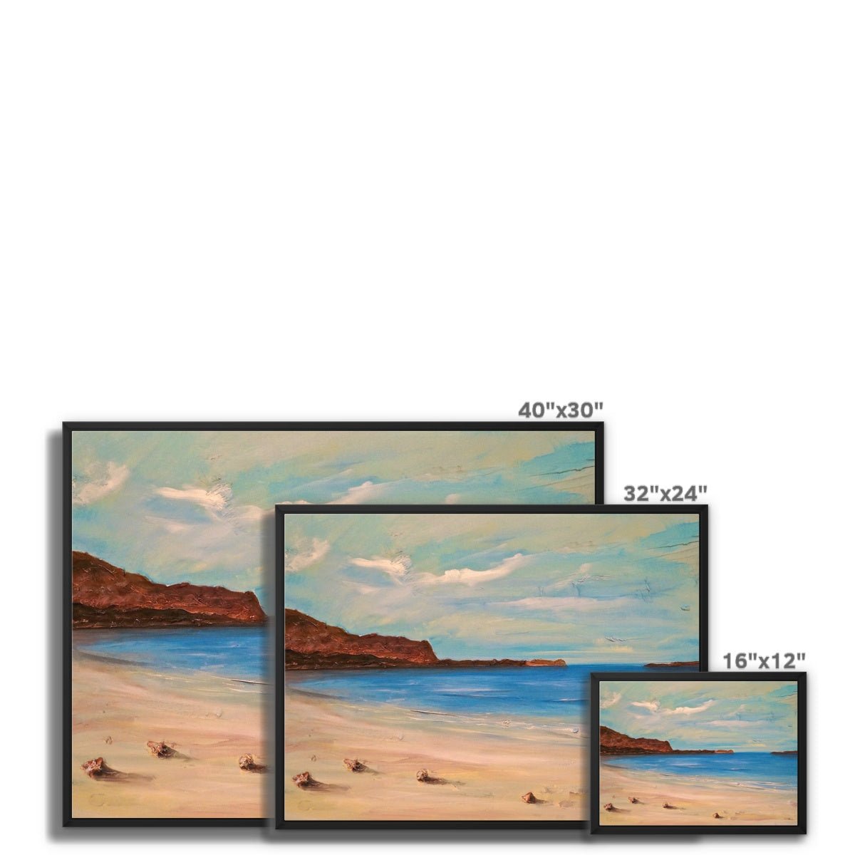 Bosta Beach Lewis Painting | Framed Canvas From Scotland-Floating Framed Canvas Prints-Hebridean Islands Art Gallery-Paintings, Prints, Homeware, Art Gifts From Scotland By Scottish Artist Kevin Hunter