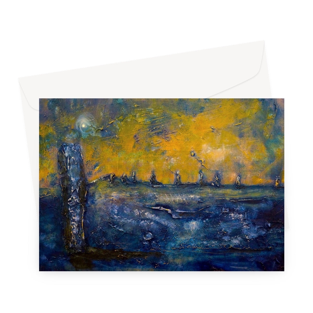 Brodgar Moonlight Orkney Scottish Art Gifts Greeting Card