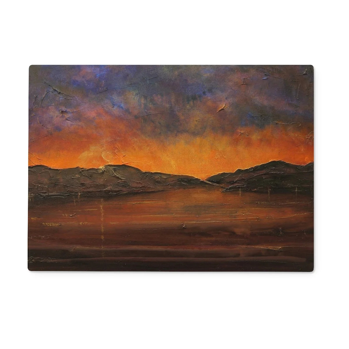 A Brooding Clyde Dusk Glass Chopping Board - River Art Gallery Scotland Worldwide Shipping Scottish Prints