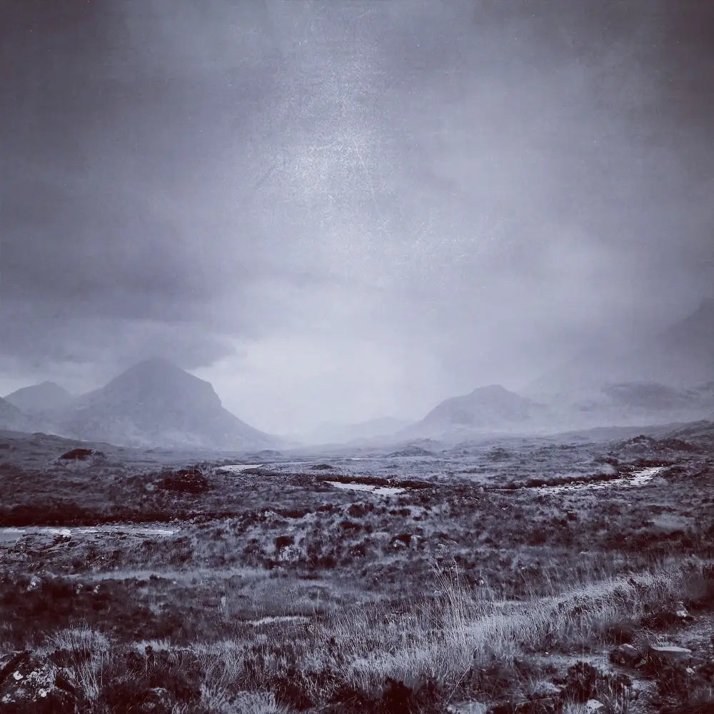 Gloomy mountain landscape from the Brooding Cuillin Skye art prints by a Scottish artist