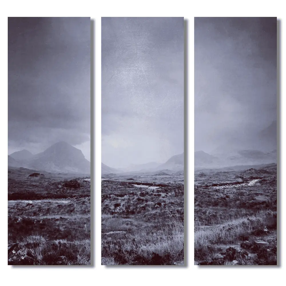 A Brooding Cuillin Skye Triptych - Scottish Statement Interior Wall Art - Gallery Scotland