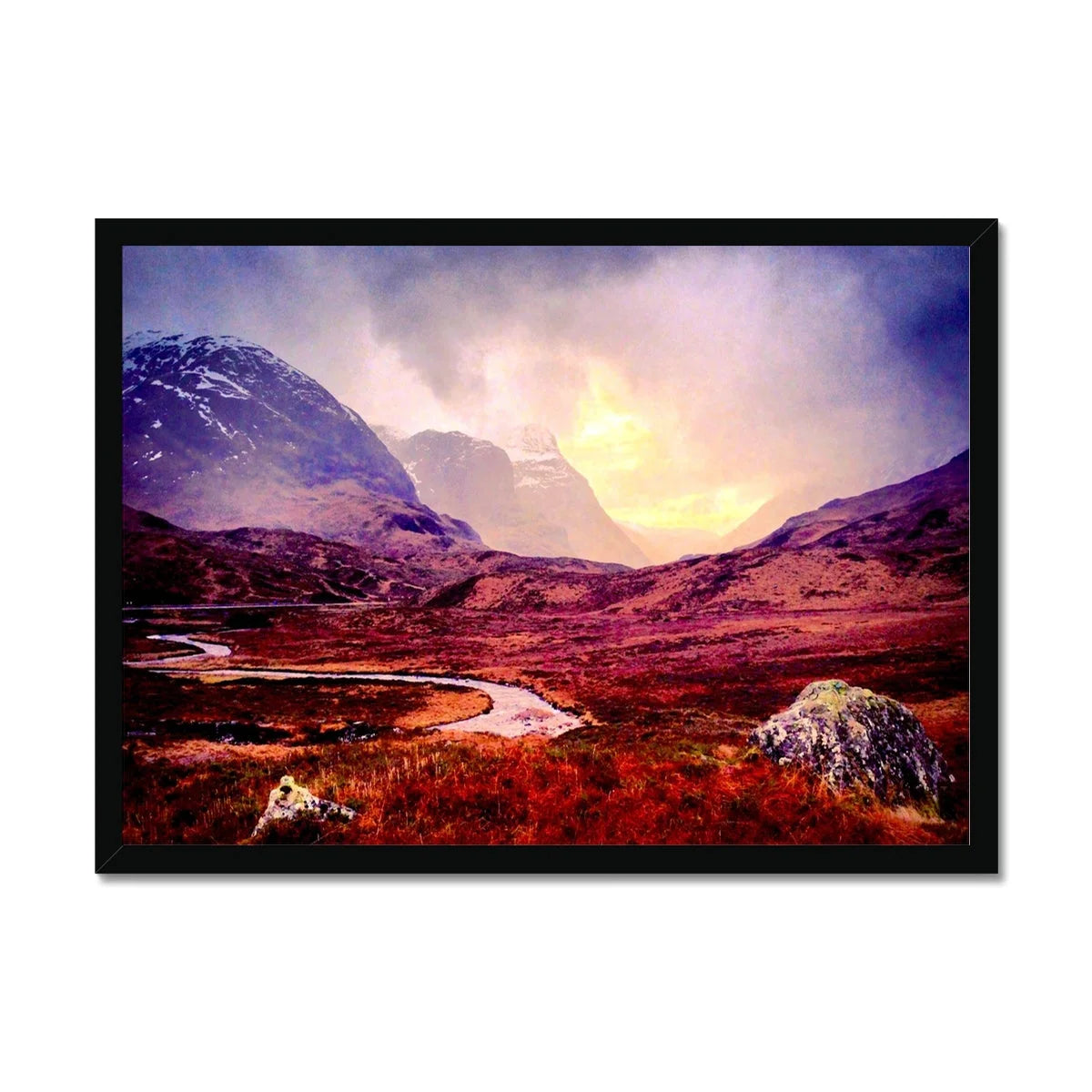 A Brooding Glencoe Framed Print - Art Gallery Scotland Worldwide Shipping Paintings | Prints | Gifts from by Scottish Artist Hunter