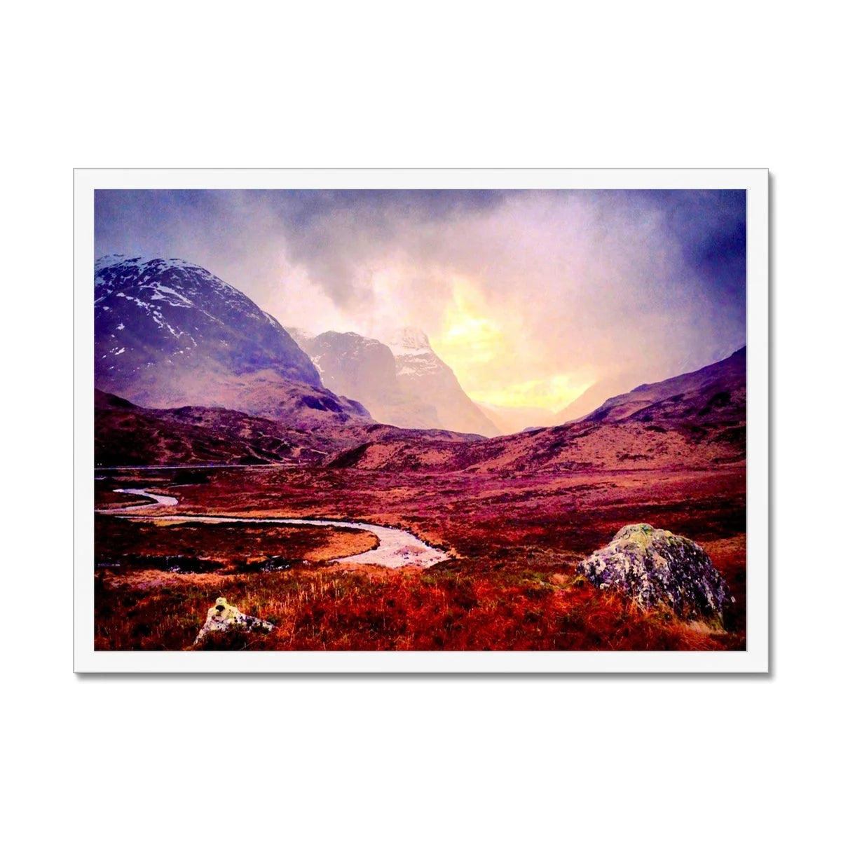 A Brooding Glencoe Framed Print - Art Gallery Scotland Worldwide Shipping Paintings | Prints | Gifts from by Scottish Artist Hunter
