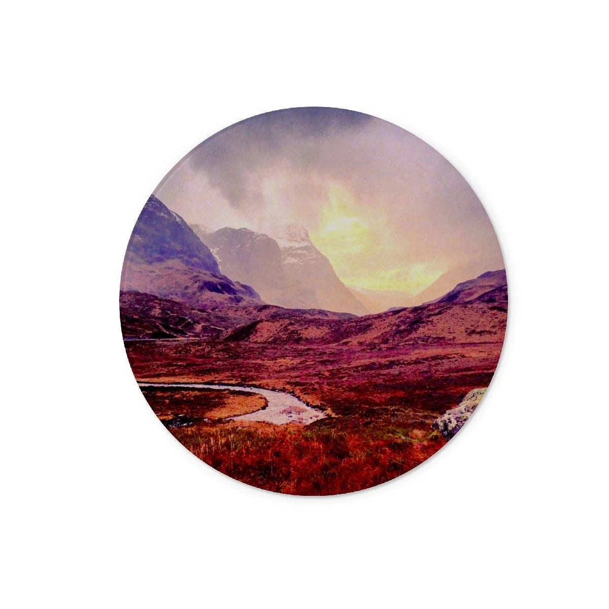 A Brooding Glencoe Glass Chopping Board - Art Gallery Scotland Worldwide Shipping Paintings | Prints | Gifts