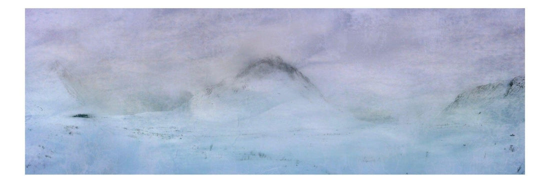 Buachaille Etive Mòr Snow Glencoe Scotland Panoramic Fine Art Prints | An Artwork from Scotland by Scottish Artist Hunter