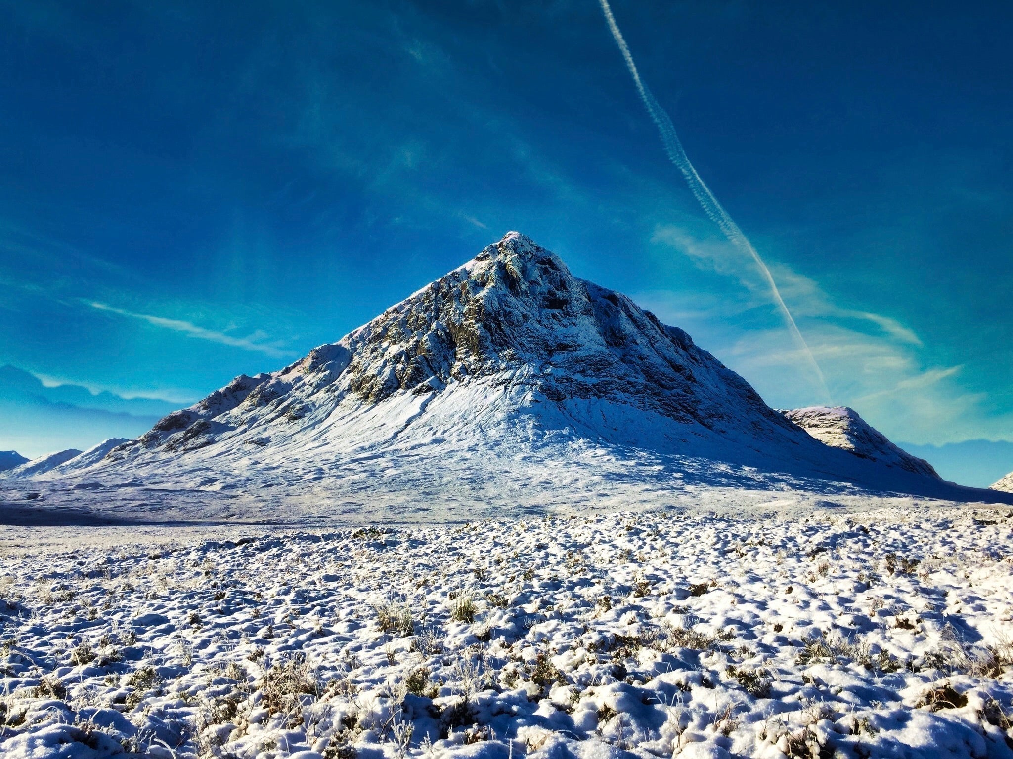 Snow-covered mountain peak in Buachaille Etive Mor Winter prints from Scotland