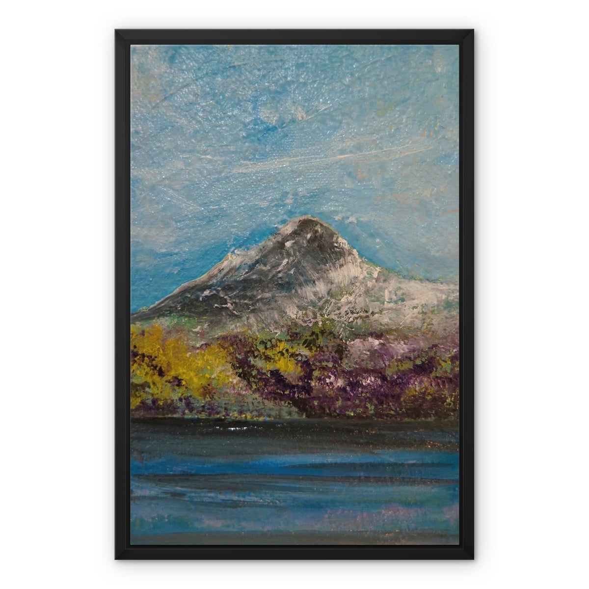Ben Lomond ii Painting | Framed Canvas-Floating Framed Canvas Prints-Scottish Lochs & Mountains Art Gallery-18"x24"-Black Frame-Paintings, Prints, Homeware, Art Gifts From Scotland By Scottish Artist Kevin Hunter