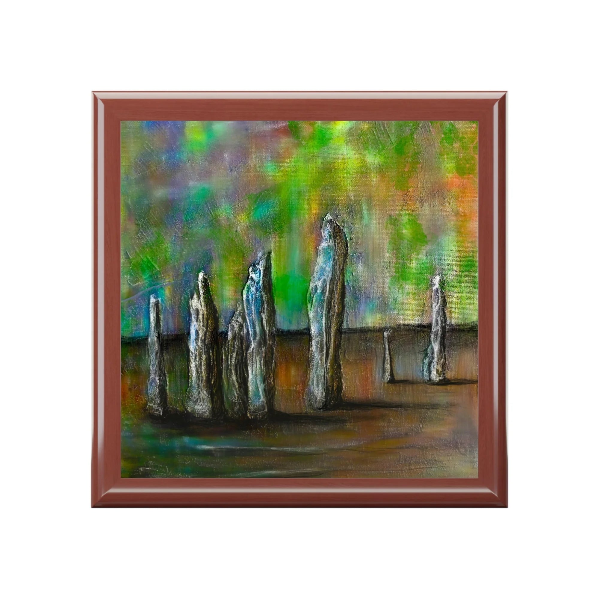 Callanish Northern Lights | Art Jewellery Box | Scotland - Hebridean Islands Gallery Worldwide Shipping Abstract Painting Stones Hunter