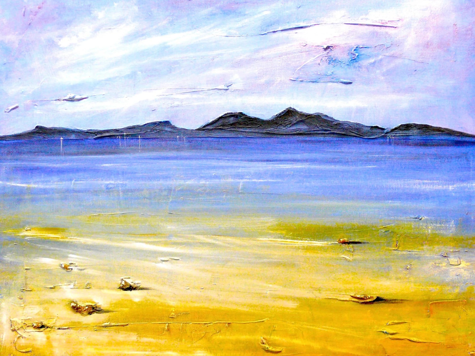 Camusdarach Beach Arisaig - Highlands & Lowlands Art Gallery Scotland Worldwide Shipping Impasto Beach Landscape Kevin Hunter Portfolio