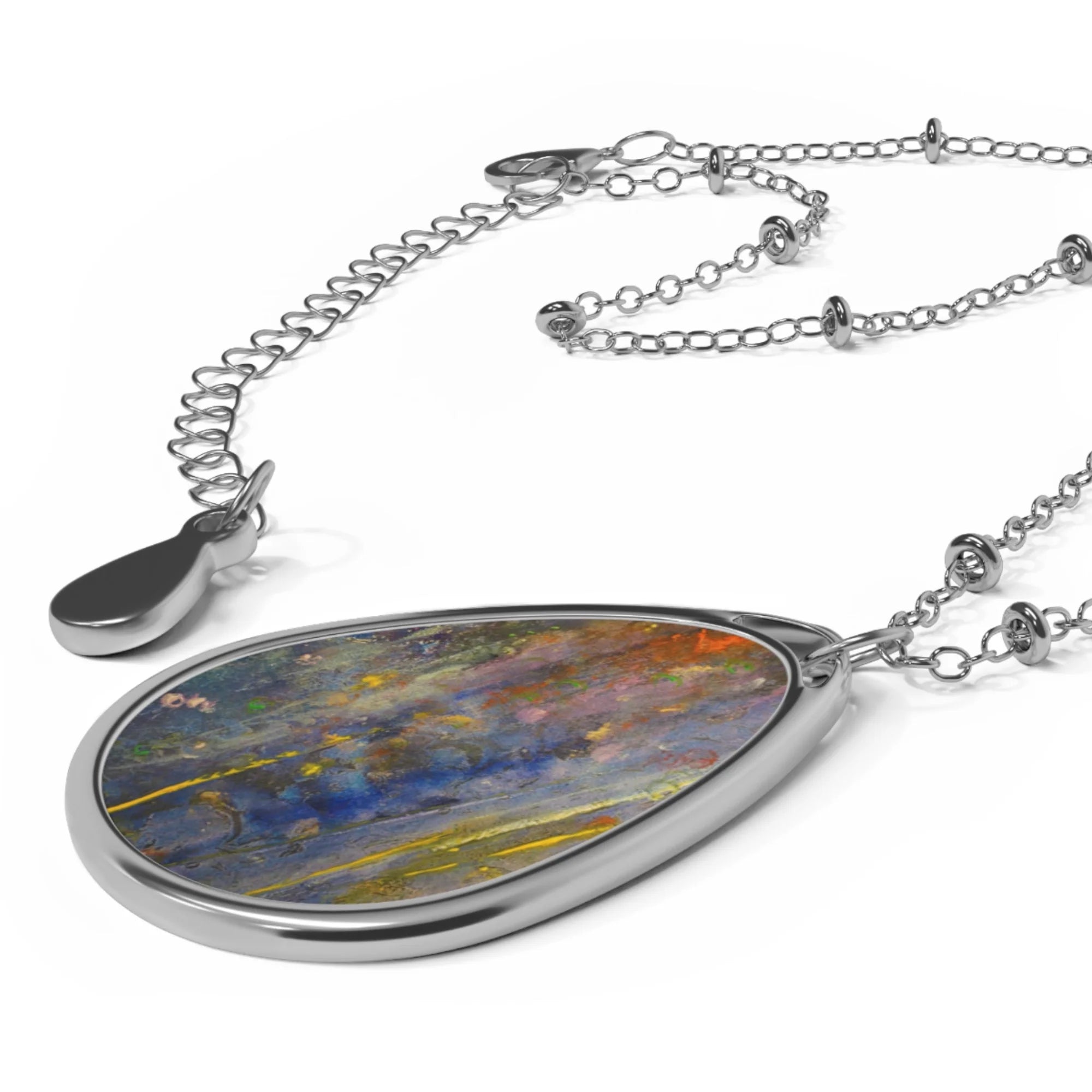 Caringorms Waterfall Abstract | Scottish Art Jewellery | Necklace - & Impressionistic Gallery Scotland Worldwide Shipping Silver-toned