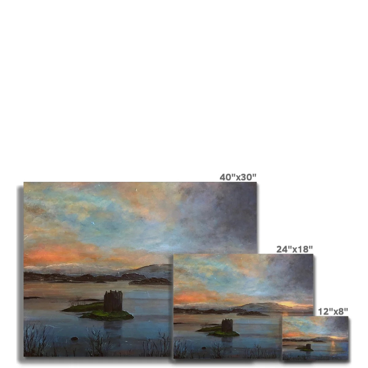 Castle Stalker Original Landscape Painting on Canvas - Historic & Iconic Art Gallery Scotland Worldwide Shipping Scottish Castles Paintings