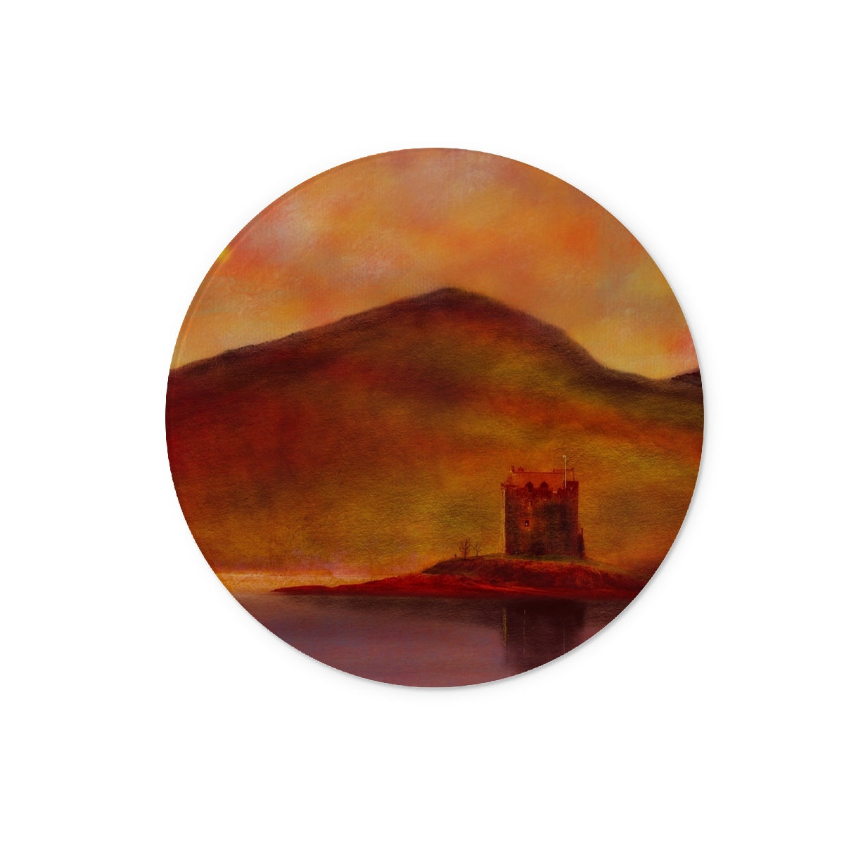 Castle Stalker Sunset Art Gifts Glass Chopping Board