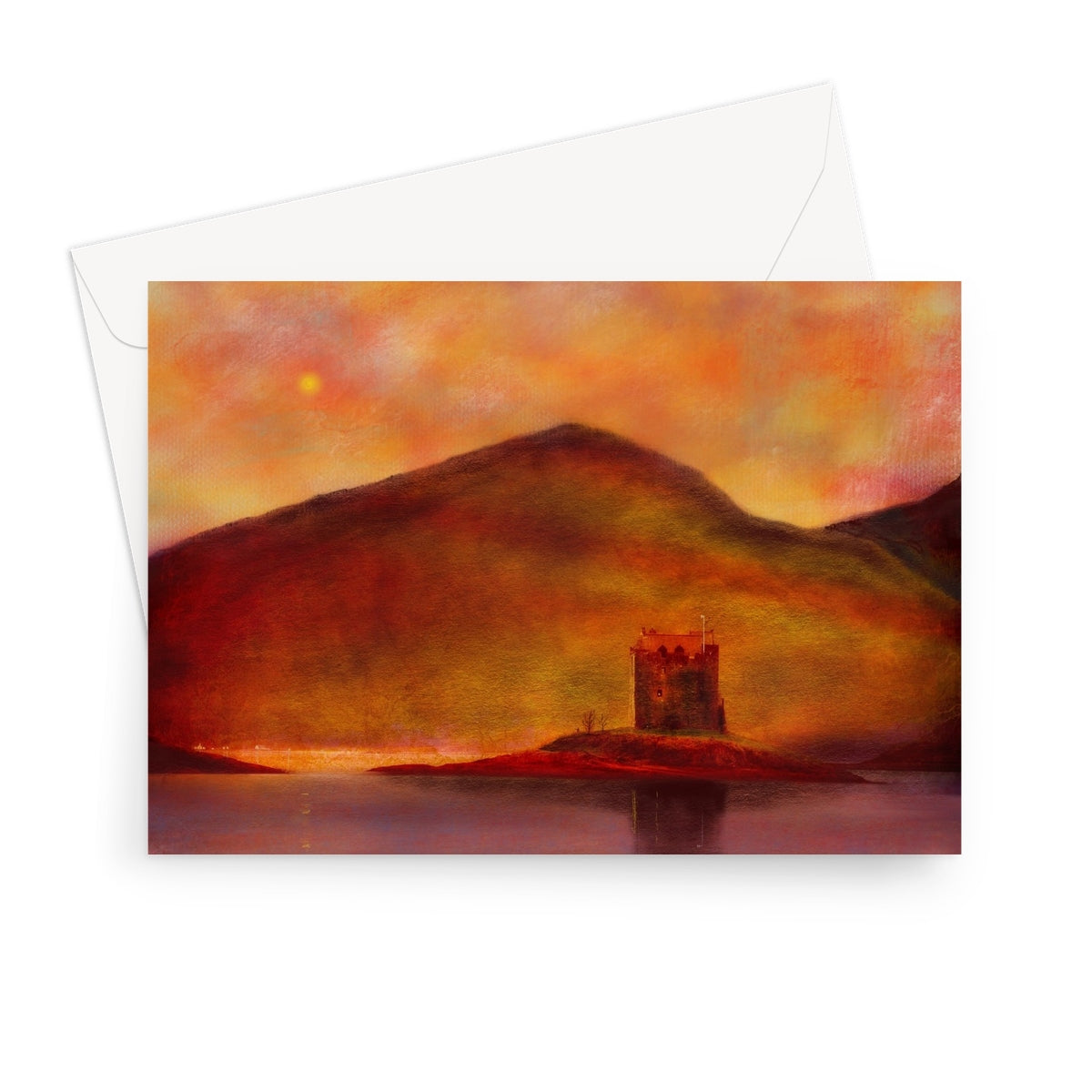 Castle Stalker Sunset Scottish Art Gifts Greeting Card