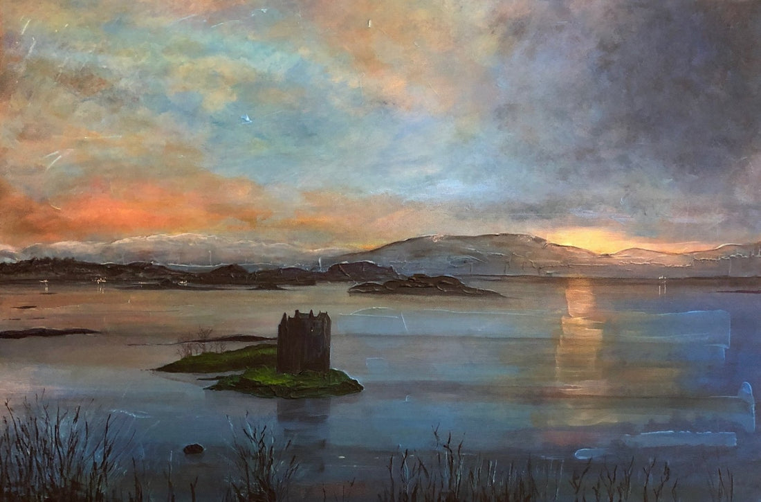 Castle Stalker Twilight Painting Fine Art Prints | An Artwork from Scotland by Scottish Artist Hunter