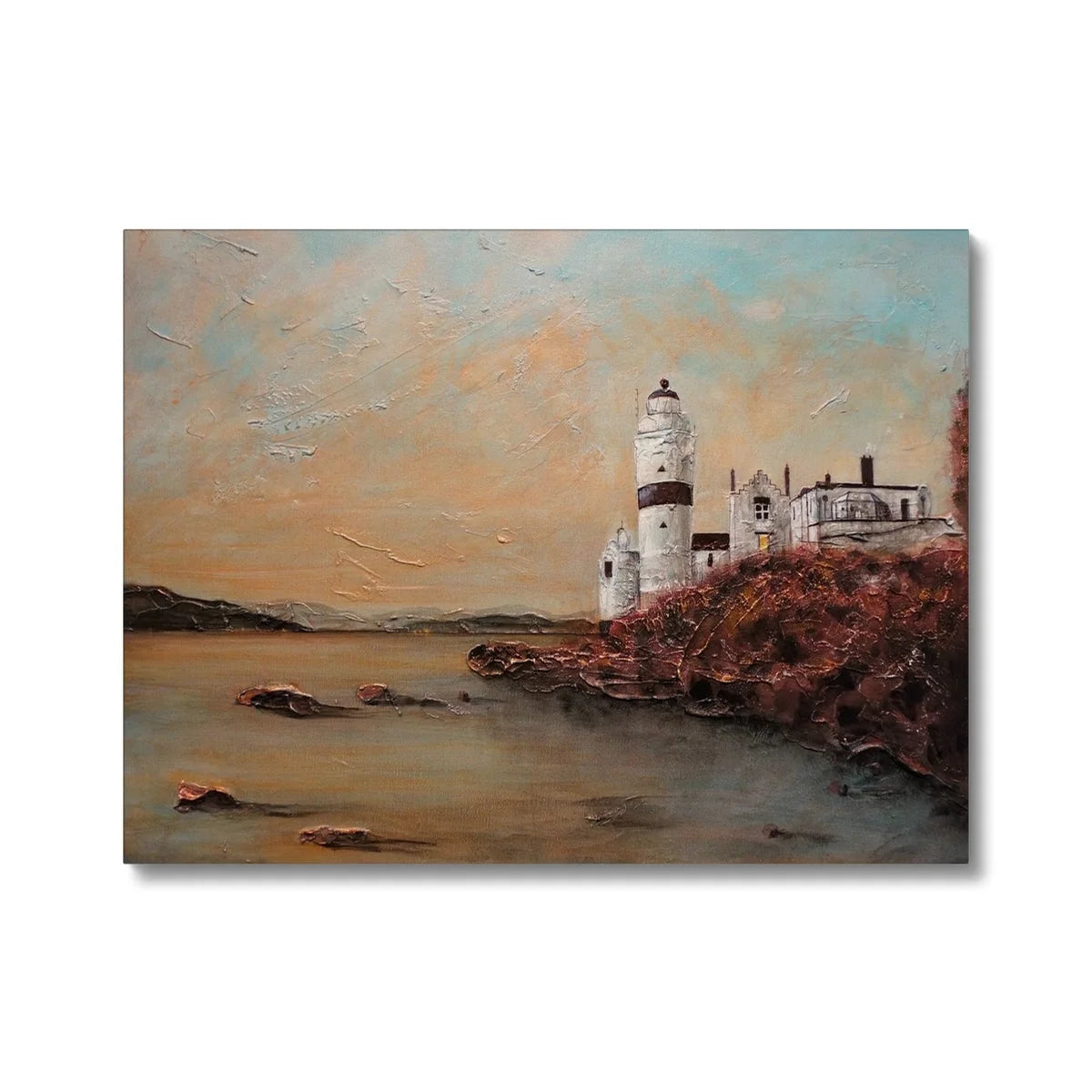 Cloch Lighthouse Dawn Canvas - River Clyde Art Gallery Scotland Worldwide Shipping Scottish Artist Fine Prints and Paintings Collection