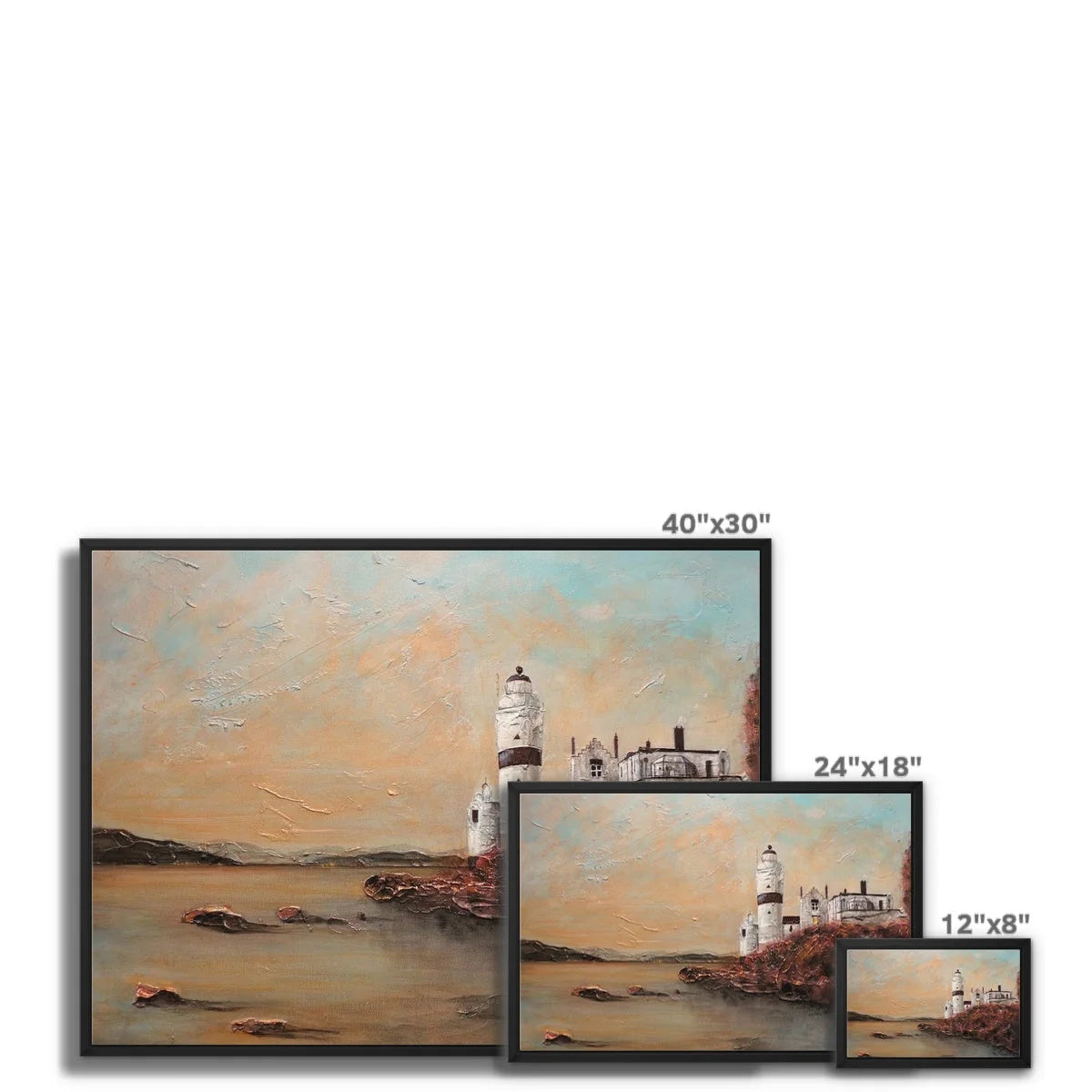 Cloch Lighthouse Dawn Framed Canvas - River Clyde Art Gallery Scotland Worldwide Shipping Scottish Artist Fine Prints and Paintings