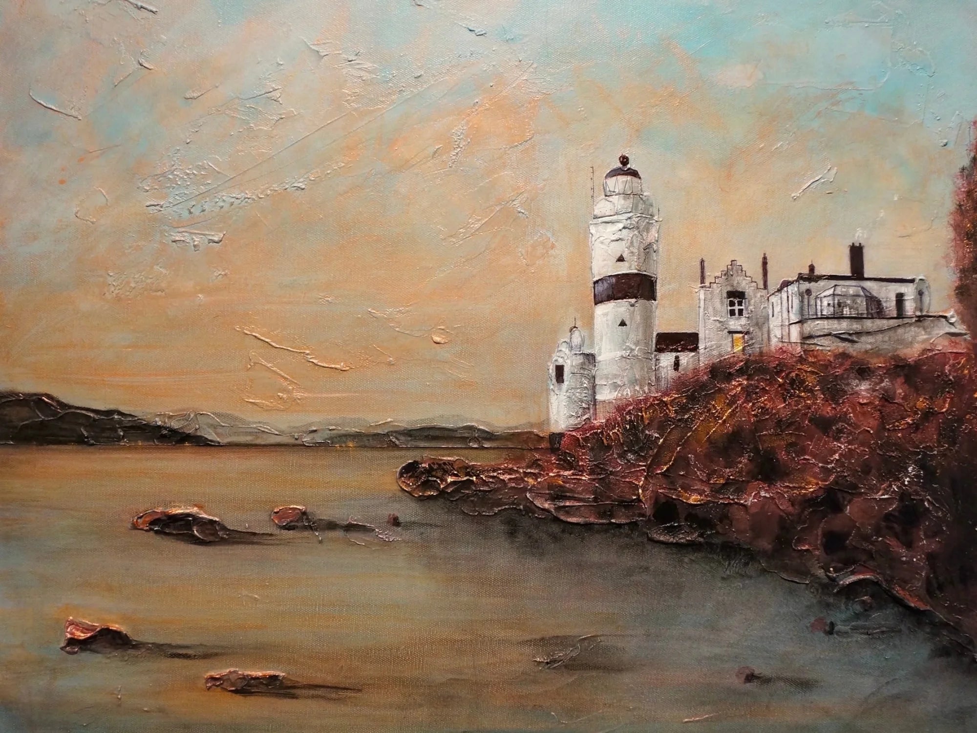 Cloch Lighthouse Dawn - River Clyde Art Gallery Scotland Worldwide Shipping Oil Painting Lighthouse Kevin Hunter Portfolio Giclee Prints