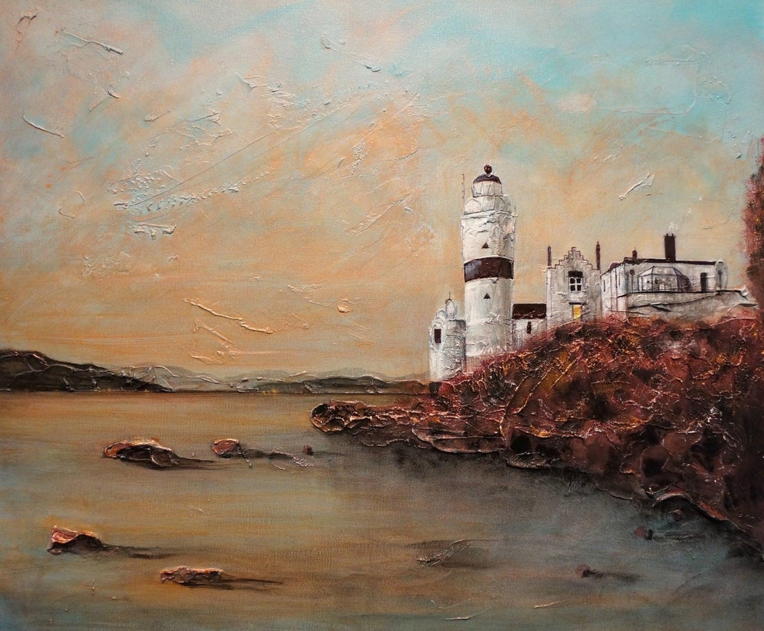 Cloch Lighthouse Dawn Painting Fine Art Prints | An Artwork from Scotland by Scottish Artist Hunter