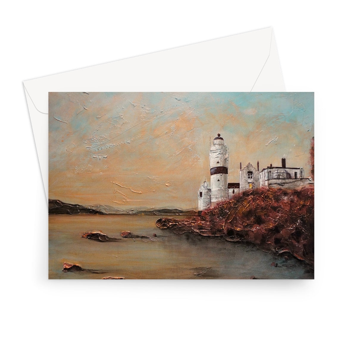 Cloch Lighthouse Dawn Scottish Art Gifts Greeting Card