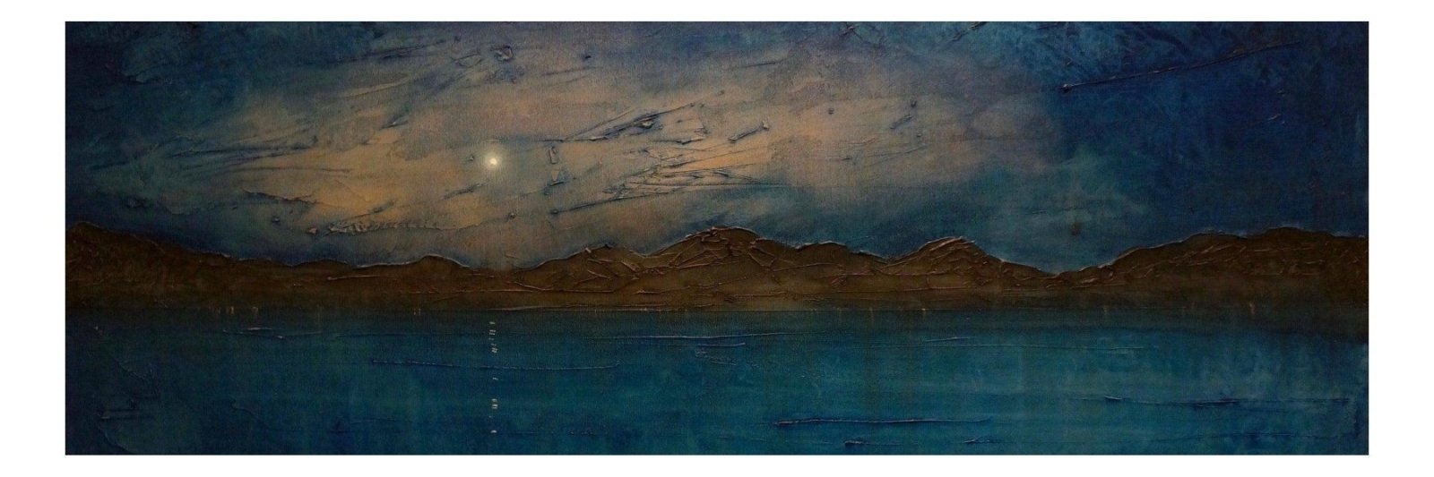 Clyde Prussian Moonlight-Panoramic Prints-River Clyde Art Gallery-Paintings, Prints, Homeware, Art Gifts From Scotland By Scottish Artist Kevin Hunter