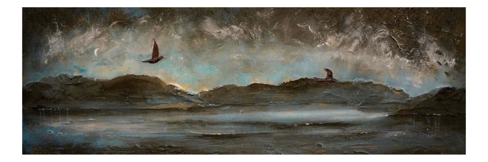 Clyde Storm Brewing Panoramic Prints - River Art Gallery Scotland Worldwide Shipping Oil Painting Dark Paintings and by Artist Hunter