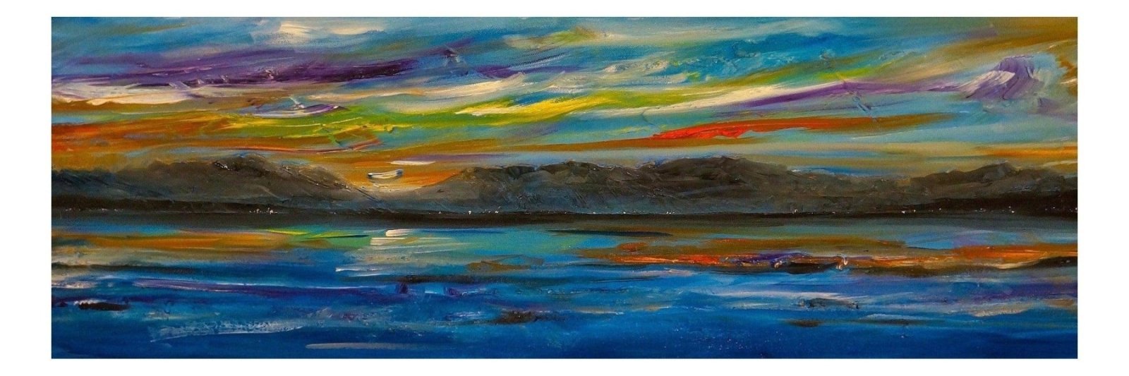 Clyde Summer Dusk-Panoramic Prints-River Clyde Art Gallery-Paintings, Prints, Homeware, Art Gifts From Scotland By Scottish Artist Kevin Hunter
