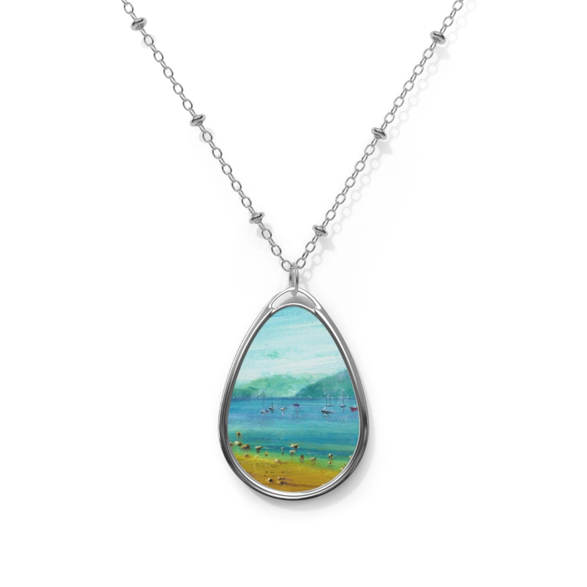 Clyde Summers Day | Scottish Art Jewellery | Necklace - River Gallery Scotland Worldwide Shipping Silver-toned Necklace Oval Hunter Prints
